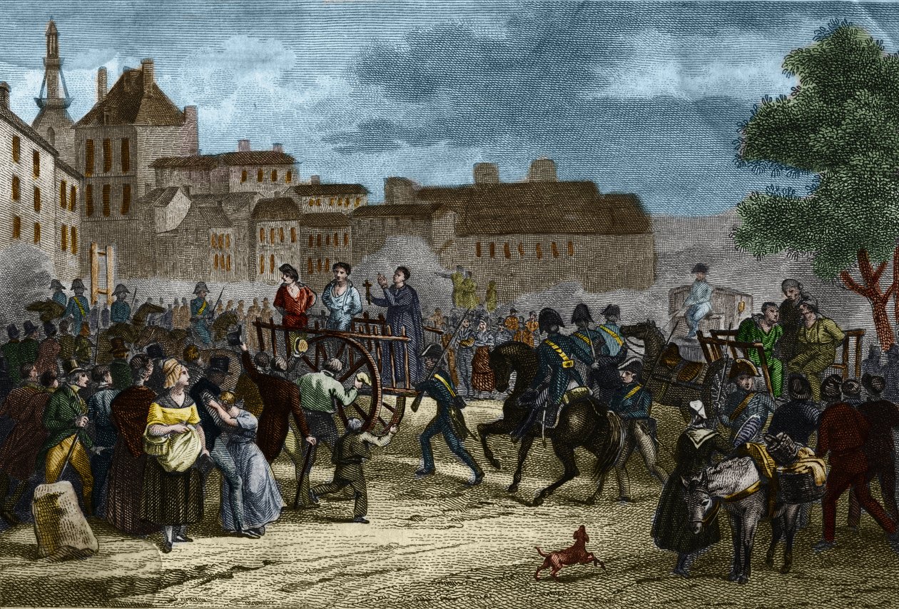 A négy őrmester vezetett az orvtámadáshoz: La Rochelle négy őrmesterét (Bories, Pomier, Raoulx és Goudin) a restauráció idején azzal vádolták, hogy 1822-ben meg akarták dönteni a monarchiát és a guillotine-okat. Bűnük az, hogy a Charbonnerie-hez (Carboner) alkotó: Unknown artist