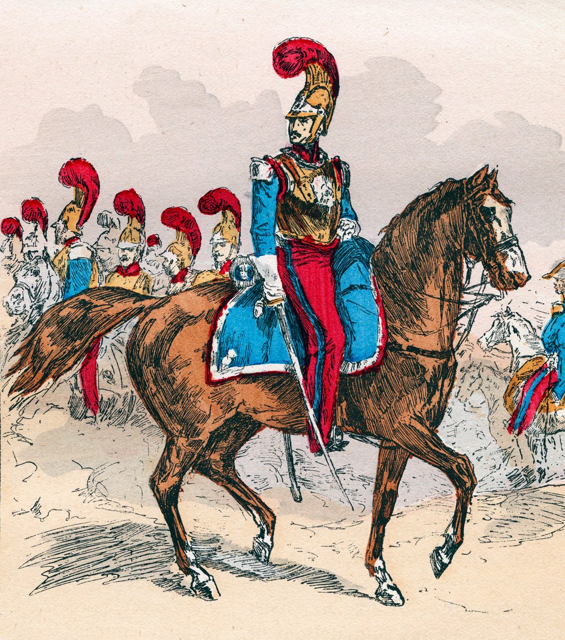 A francia armee Louis Philippe uralkodása alatt 1830-tól 1848-ig - Francia karabinerek - Metszet 1882-ből a "" Histoire de dix ans: 1830-1840" -ben" Louis-Blanc (1811-1882) alkotó: Unknown artist