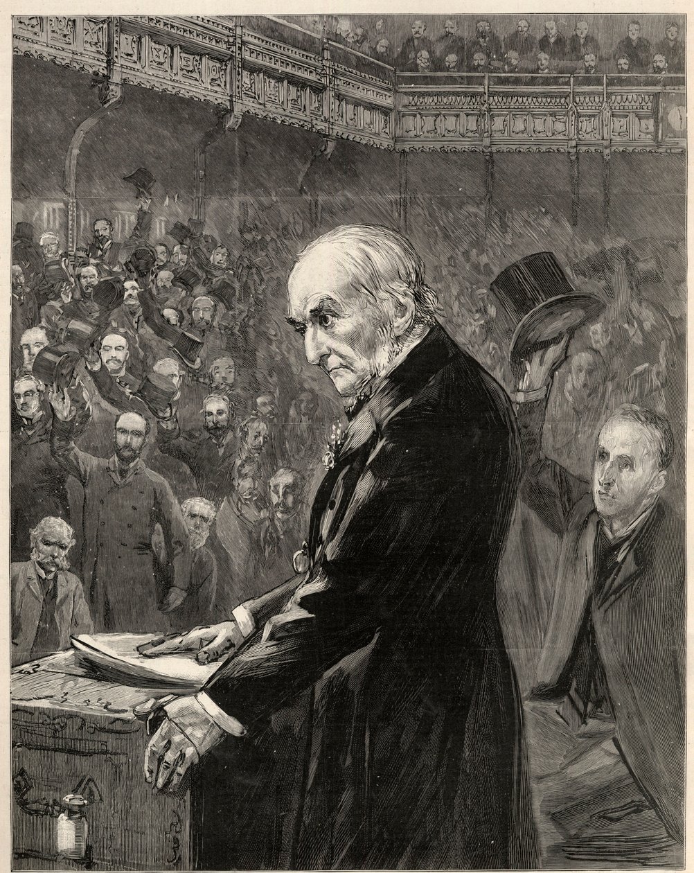 Az alsóház, 1893. február 13.: William Ewart Gladstone beszéde (metszet) alkotó: Unknown Artist