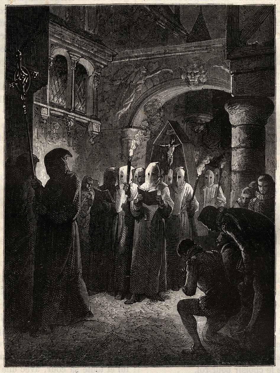 III. Henrik francia király (1551-1589) fehér bűnbánó öltönyben”” A király által 1585.03.23-án megalakított rendházi körmenet (III. Henrik francia király fehér bűnbánó körmenetben) alkotó: Unknown artist