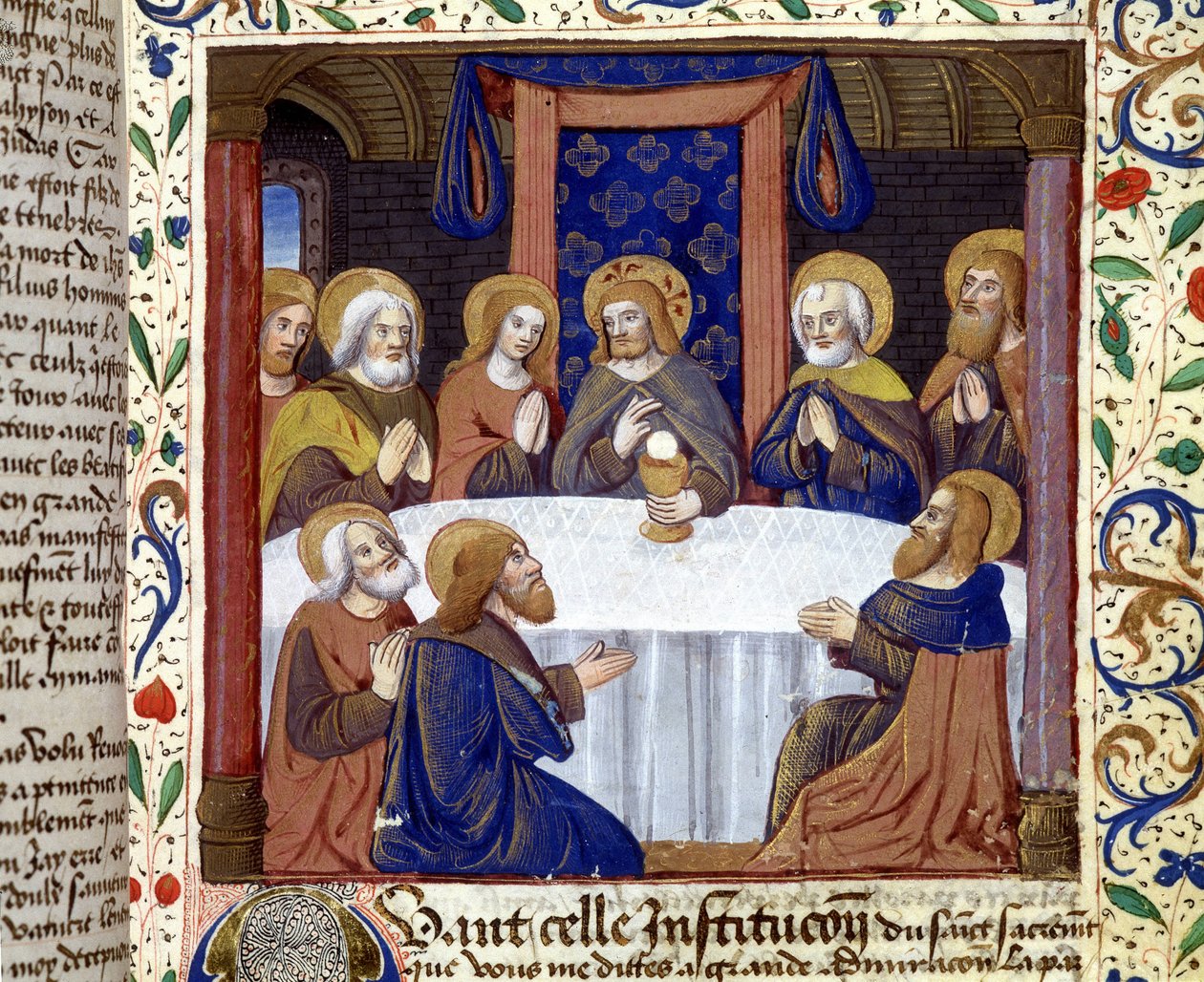 Az utolsó vacsora. (Krisztus az apostolaitól körülvéve) - a középkor megvilágítása, sd. alkotó: Unknown artist