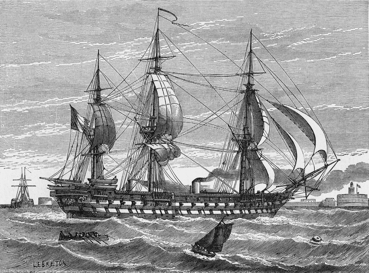 A „Napoleon”, Dupuy de Lome és Mon által épített vegyes hajó (propeller vitorlás), amelyet 1849-ben bocsátottak vízre Le Havre-ban. In „Album de la Science”, Éditions Jouvet alkotó: Unknown artist