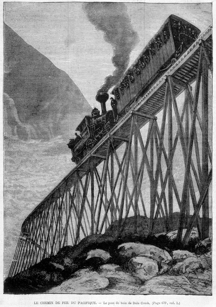 A Pacific Railway a Dale Creek Wood Bridge-en – metszet, 19. század vége alkotó: Unknown artist