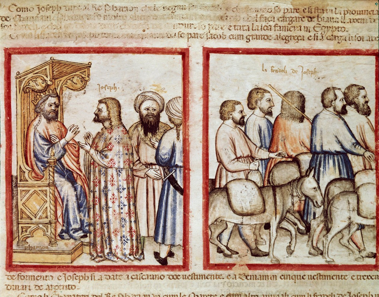 A fáraó elmeséli álmát Joseph Miniatűrnek a 212-es kódexből (vagy Padovan vagy Páduai Biblia) 1390-1400 Rovigo, Accademia dei Concordi alkotó: Unknown artist