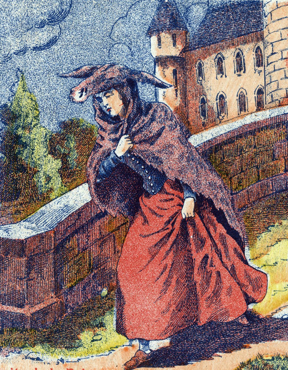 A hercegnő repülése. Névtelen illusztrációja Charles Perrault (1628-1703) francia író „” Szamárbőr” című meséjéhez. Képek Marcel Vagne, Jarville Nancy, dátum nélküli (19. század vége). alkotó: Unknown artist