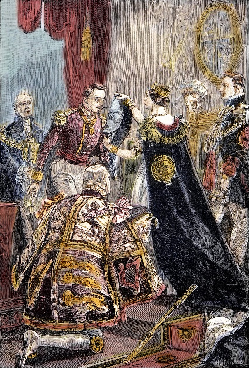 Viktória királynő a franciák császárát a Harisnyakötő Renddel ruházza fel a windsori kastélyban alkotó: Unknown artist