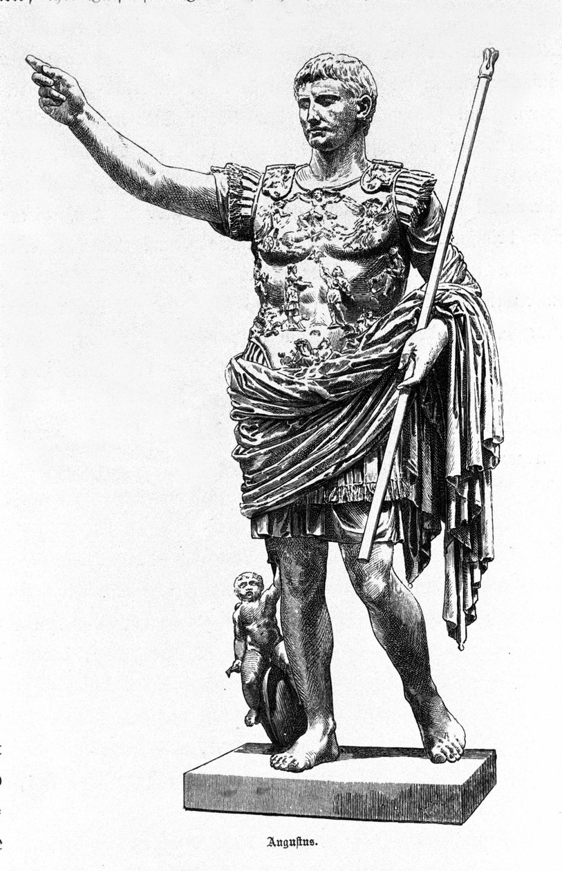 Augustus római császár (Octavianus vagy Octavianus) (Kr. e. 63 - 14), 19. századi metszet. alkotó: Unknown artist