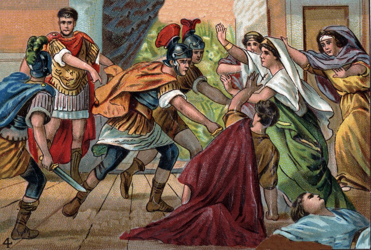 Caracalla római császár (188-217) megölte testvérét, Getát anyja karjában. alkotó: Unknown artist