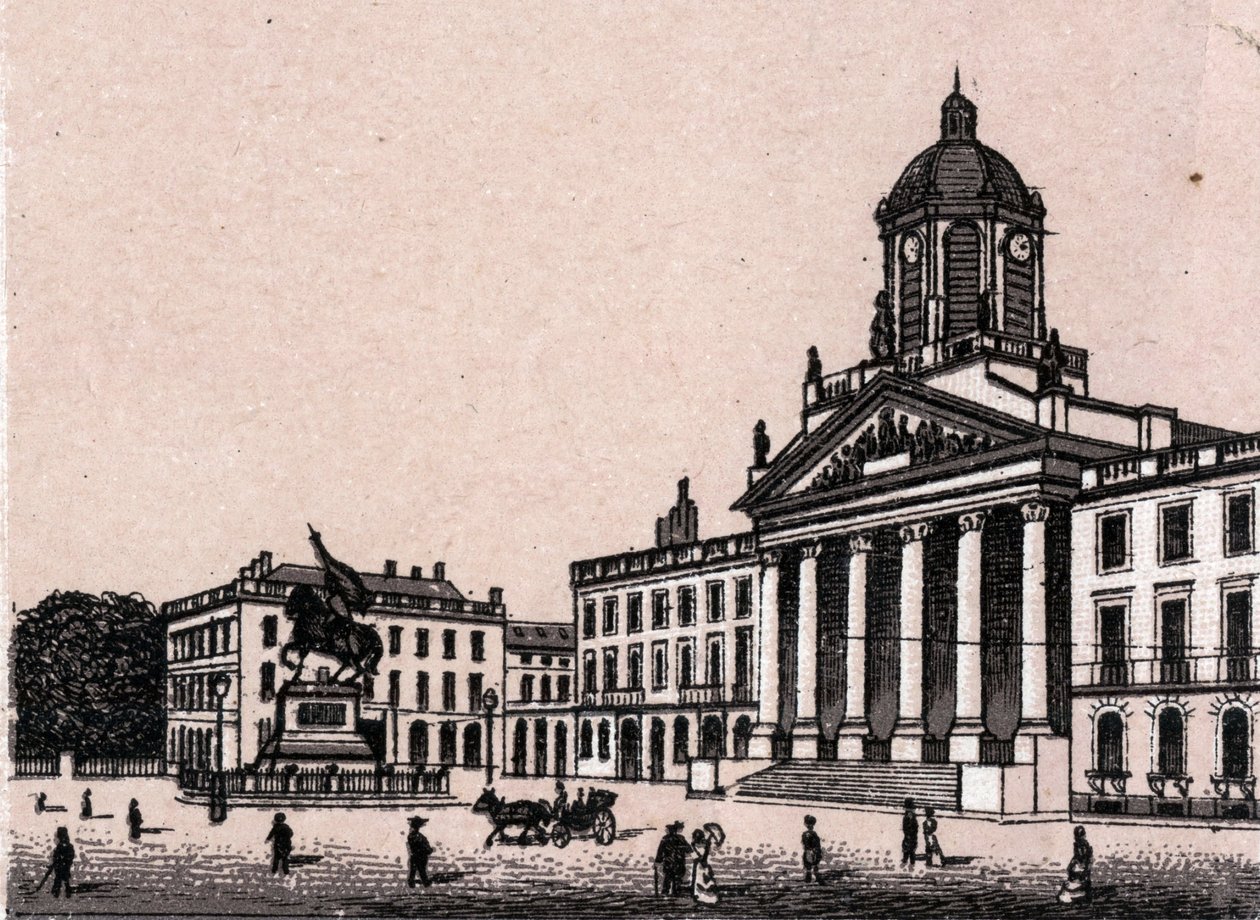 A brüsszeli Királyi tér Belgiumban a „A világ 168 nézetet illusztrál” című filmben, dátum nélkül (19. század vége) alkotó: Unknown artist