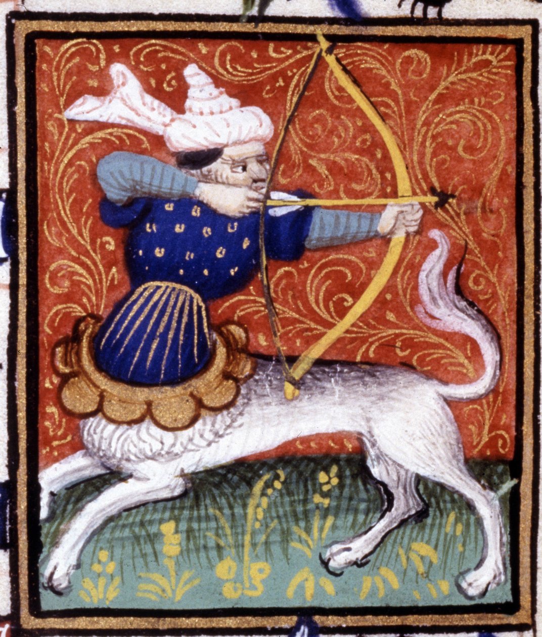 A Nyilas. Miniatűr horoszkóp. 15. századi kézirat. Bibl. Trivulziana, Milánó. alkotó: Unknown artist