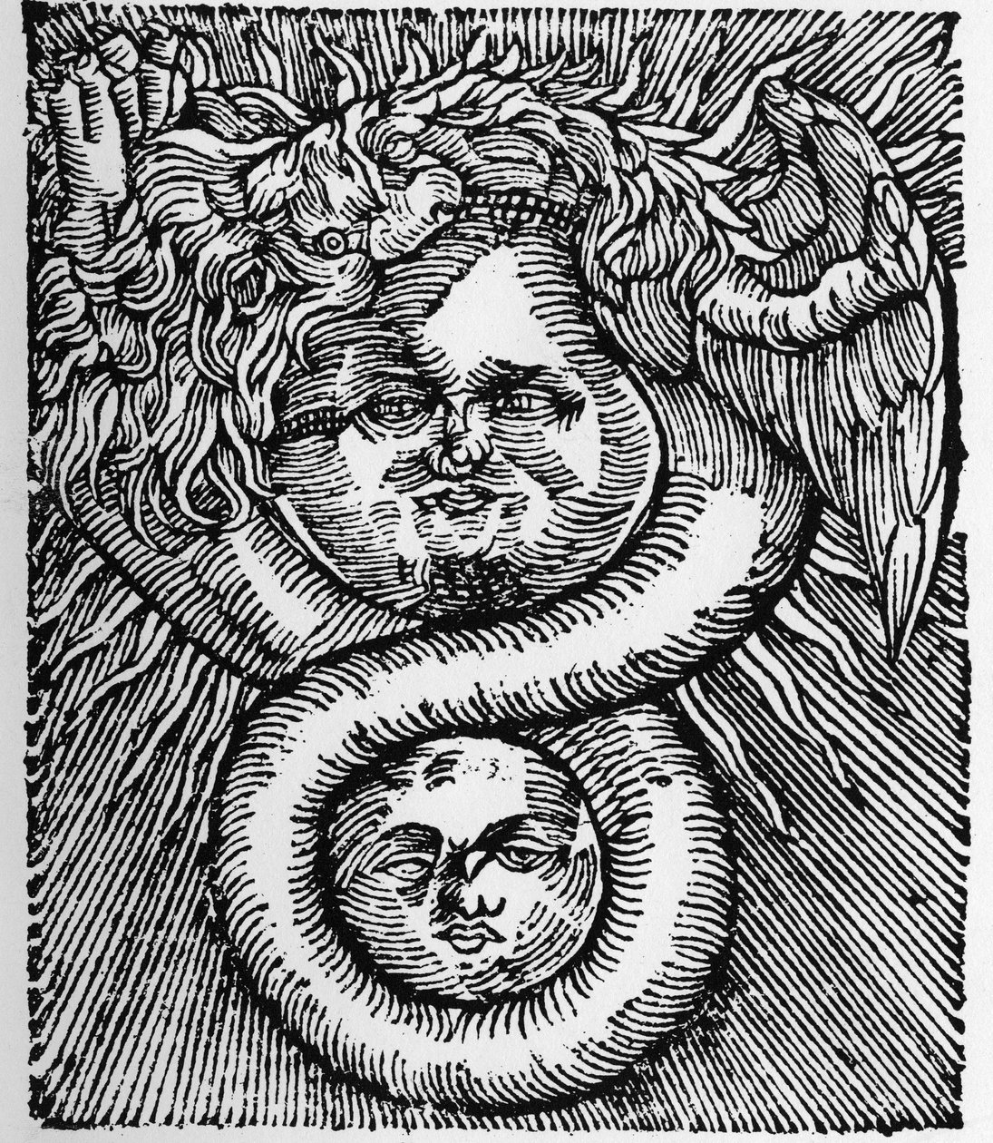 A Nap és a Hold: egyesíti a Sárkány - Metszet Basil Valentine „A filozófusok azoth” című művéből. Párizs alkotó: Unknown artist