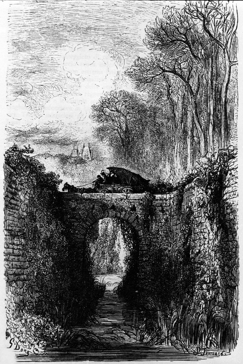 Thespis tank (Kr. e. 6. század). Görög tragikus költő. Híres szekerének köszönhetően először Attikába, majd Athénészbe szállította volna az első csapat utazó színészt, bevezetve a tragédiákat a városba. Gustave Dore metszete. SD. 19t alkotó: Unknown artist