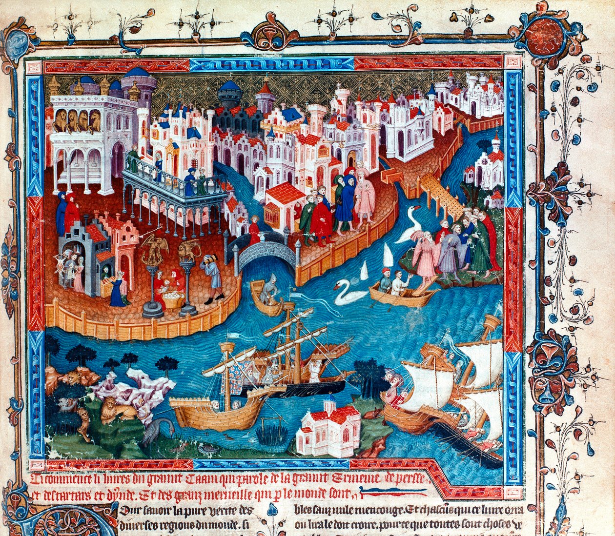 Marco Polo velencei felfedező 1271-ben apjával és nagybátyjával hagyta el Velencét: a Távol-Kelet felé vette az irányt, és a miniatűr Selyemútra indult. alkotó: Unknown artist