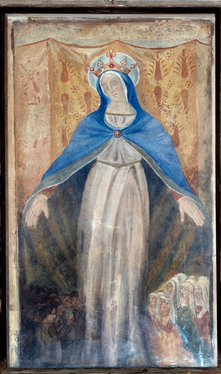A Szűz, Triptichon központi táblája (freskó alkotó: Unknown artist