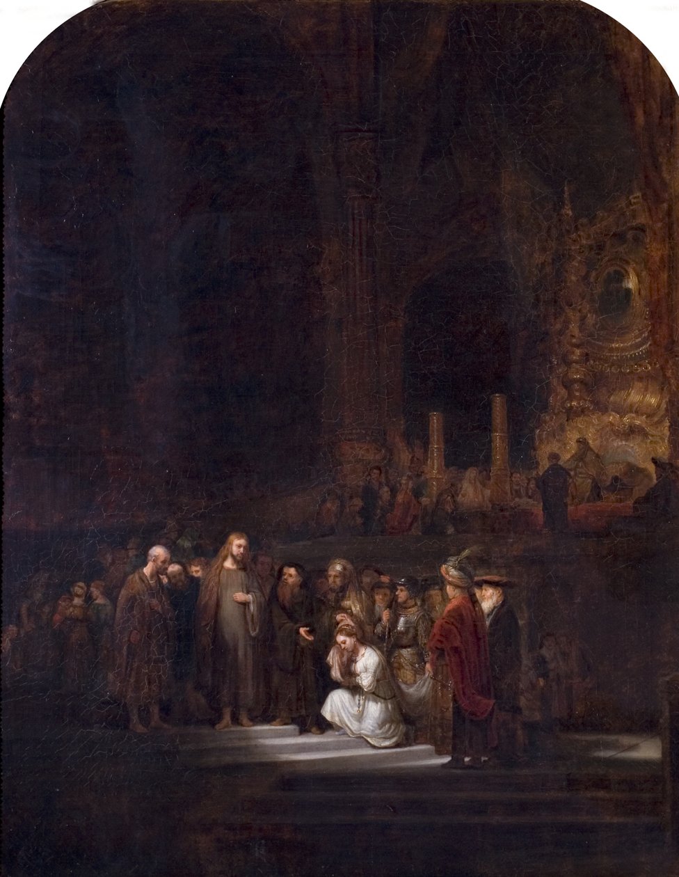 A házasságtörésen elkövetett nő (Rembrandt nyomán), 1845 körül alkotó: Unknown
