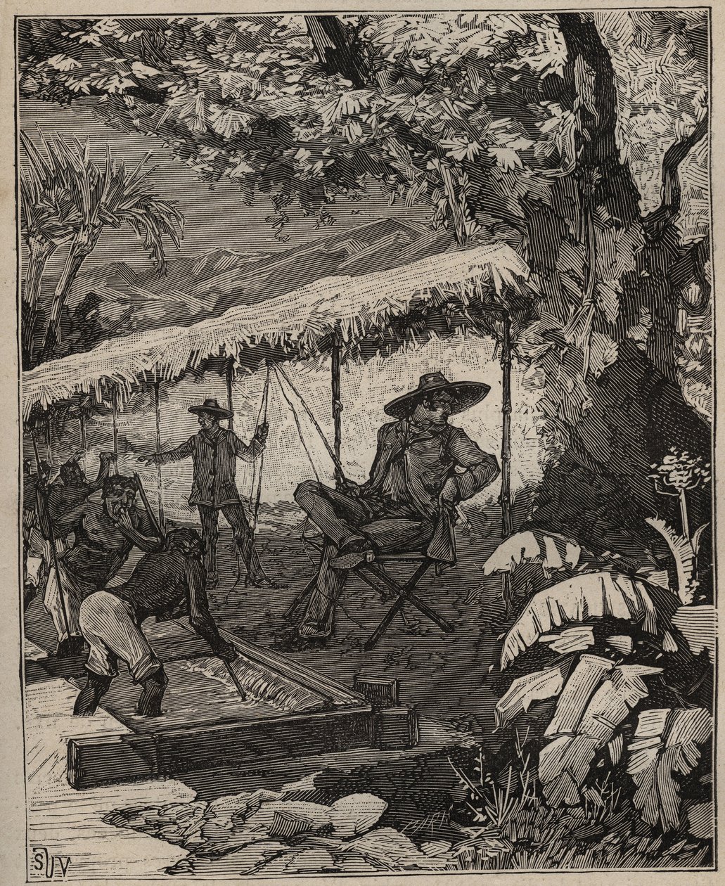 A lapidárium művészete: gyémántok mosása Brazíliában Adolphe BITARD „Les arts et métiers illustrés” című művében, 1885-ben (metszet) alkotó: Unknown artist