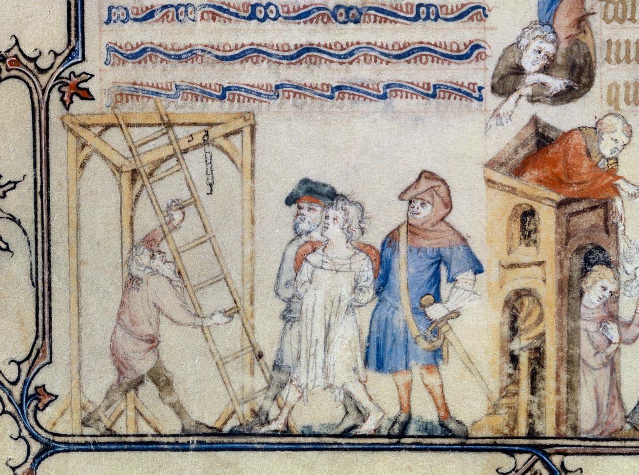 „Az akasztottak balladája”. Francois de Moncorbier dit Villon (1431/1432-1463) versét illusztráló miniatűr. 15. század (miniatűr) alkotó: Unknown artist