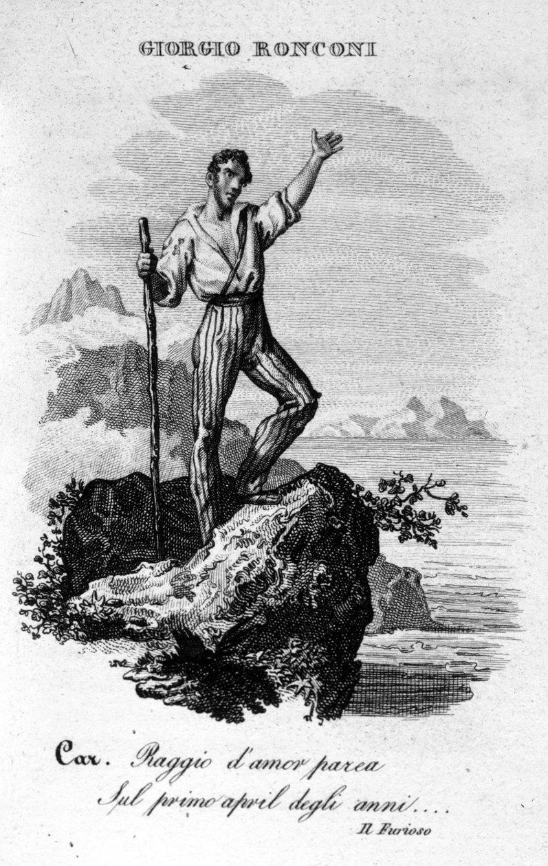 Giorgio Ronconi bariton a "Santo Domingo sziget dühöngő" című operájában. alkotó: Unknown artist