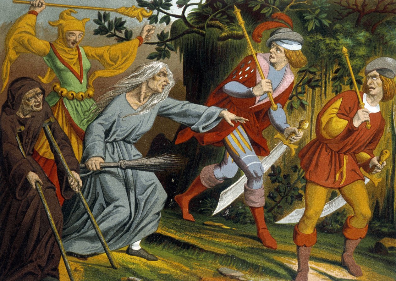 A koldus, az őrült, a boszorkány és a fegyveres őrmesterek alkotó: Unknown artist