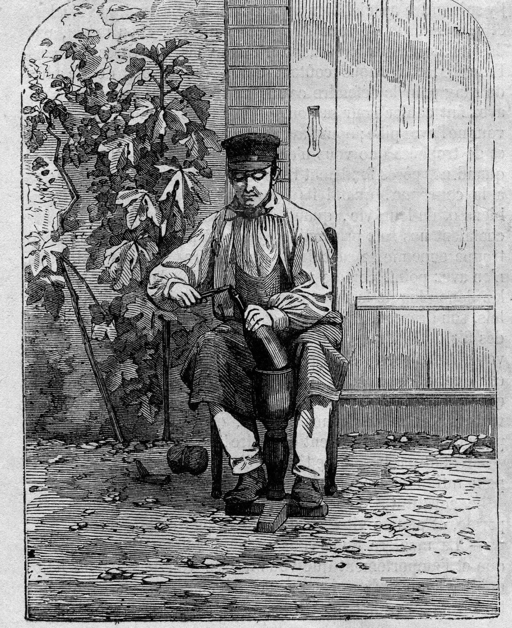 A pezsgő bor palackozása. Metszet 1864-ből. alkotó: Unknown artist