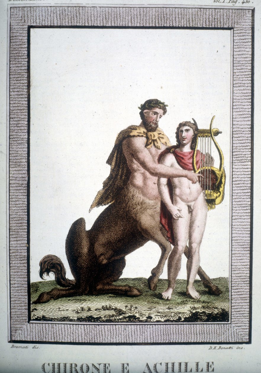 A kentaur Chiron és Achilles - a mitológiai szótárban alkotó: Unknown artist
