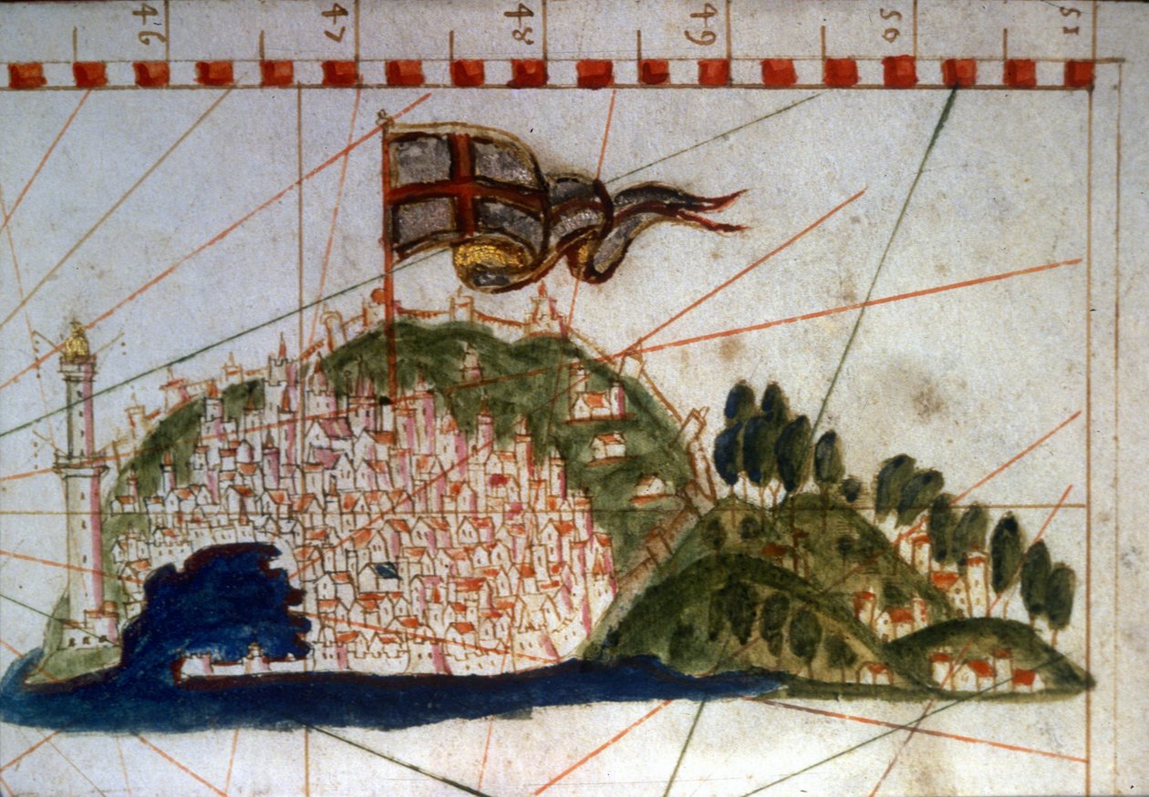 Genova városa egy 14. századi portulán. alkotó: Unknown artist