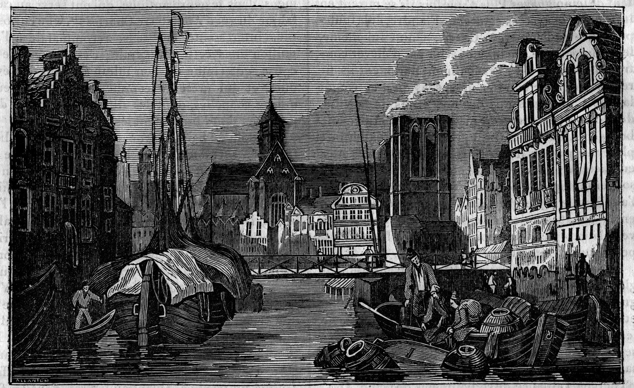 Gent városa Belgiumban a XIX. alkotó: Unknown artist