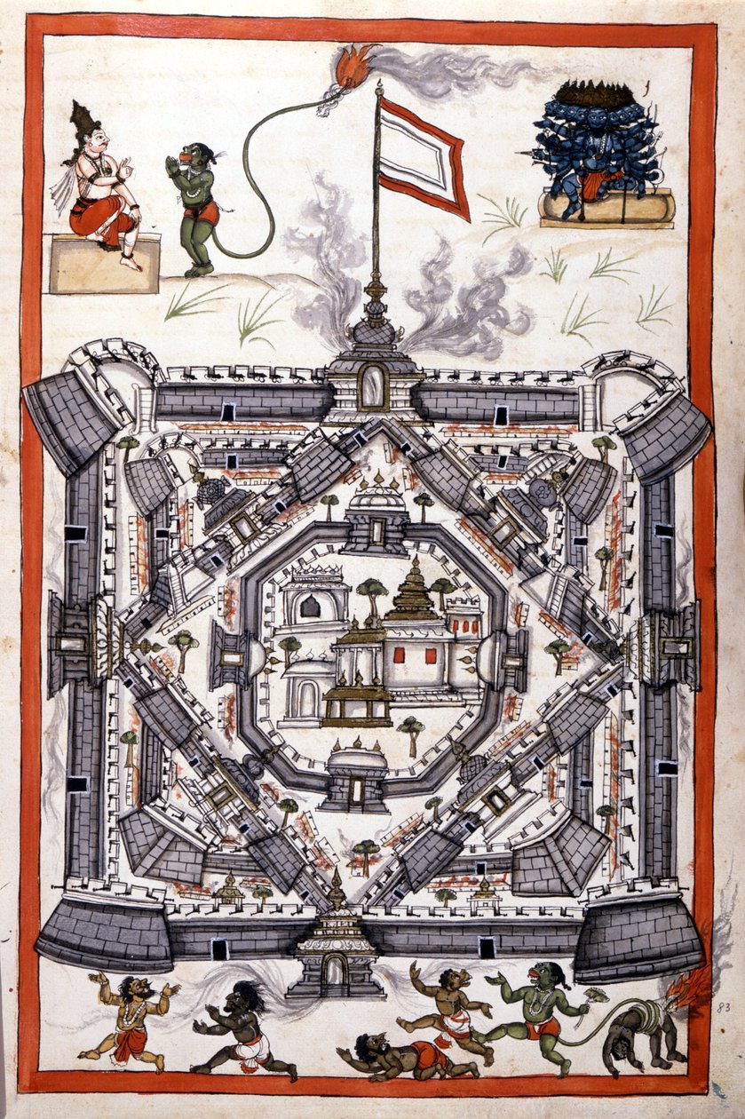 Lanka városa (Ceylon, Ceylon) egy 17. századi papírkéziratban. alkotó: Unknown artist