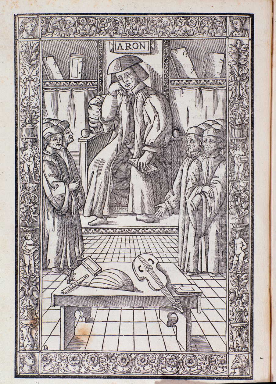 A zeneszerző és zeneteoretikus, Pietro Aaron a tanítványai között. Illusztráció a Toscanello in musica-ból alkotó: Unknown artist