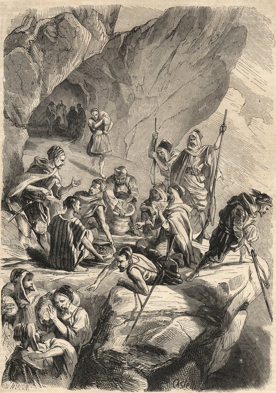 A kabiliai pénzhamisítók 1857. (hamisítás). Metszet a „Le Monde illustrious”-ban 1857-ből. Magángyűjtemény. alkotó: Unknown artist