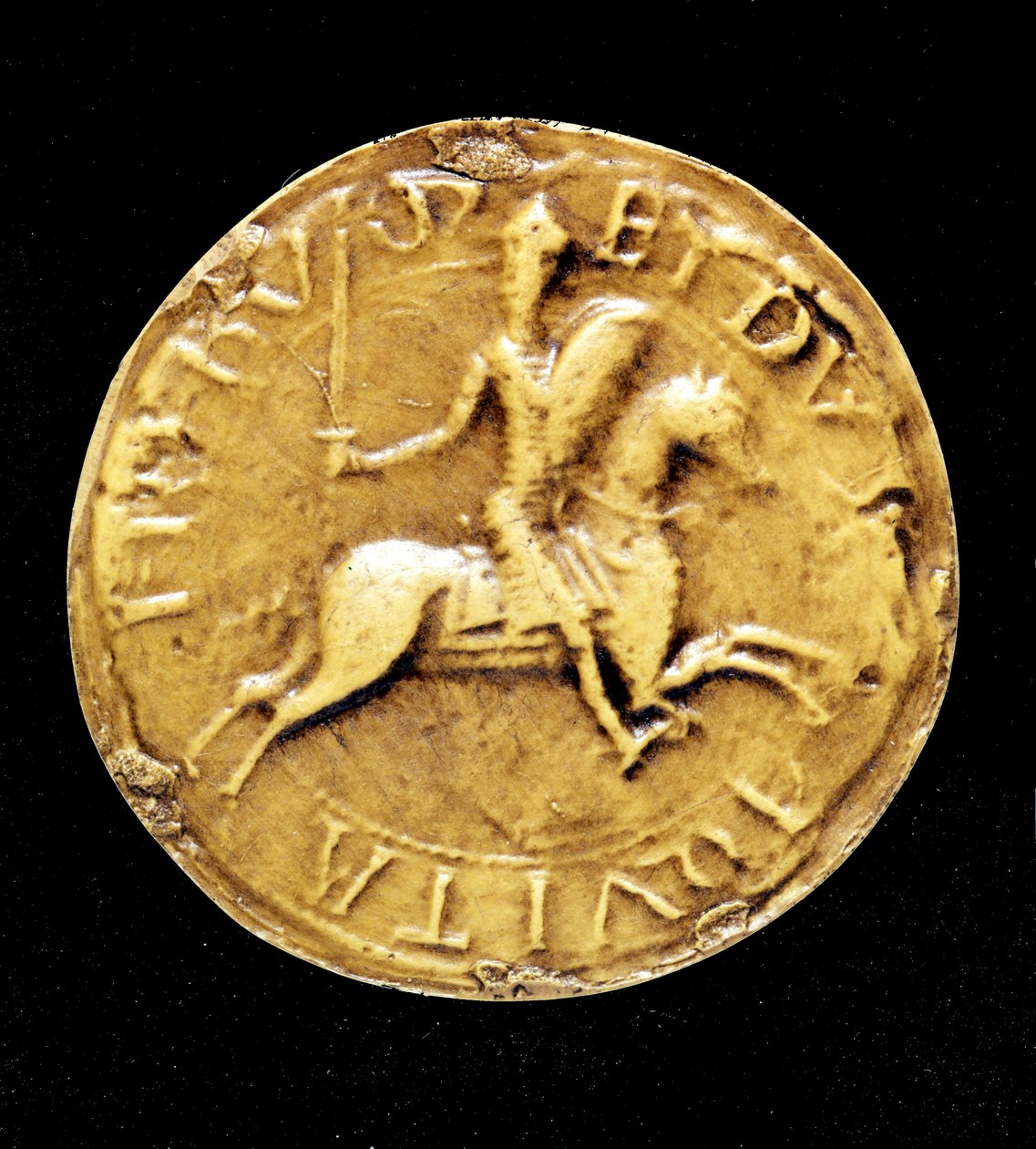 VII. Lajos (1120 - 1180) francia ellenpecsétje, aki őt lóháton ábrázolja. alkotó: Unknown artist