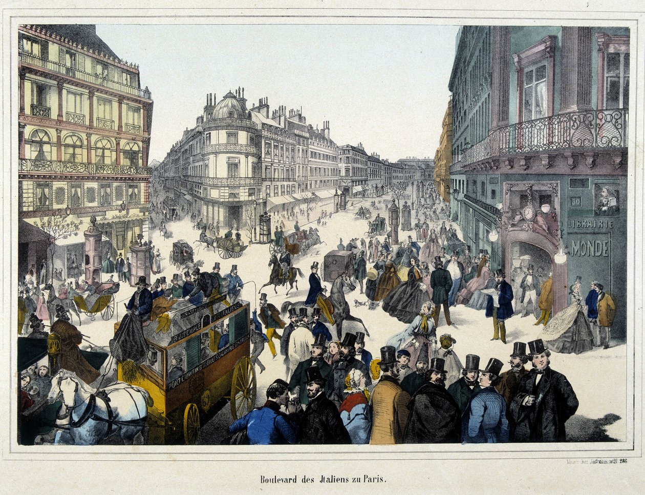 A tömeg a boulevard des Italians - metszet alkotó: Unknown artist