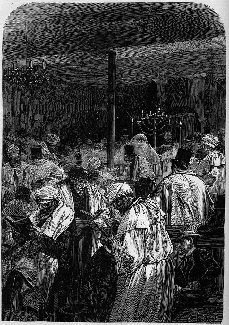 A zsidók nagy megbocsátásának napja vagy a Jom Kippur ünnepe a párizsi rue Saint Louis en l