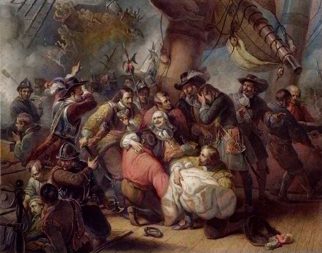 De Ruyterde admirális halála - Michel de Ruyter (Michiel Adriaenszoon de Ruyter (1607-1676), az Egyesült Tartományok főtengernagya, a 17. századi angol-holland háborúkban jelentős szerepet játszó tengeri hősök halála. téged alkotó: Unknown artist