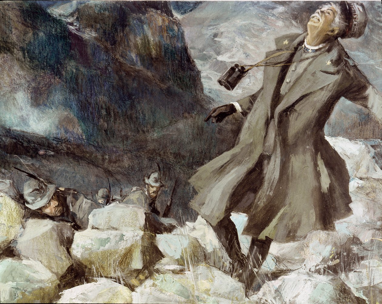 Antonio Cantore tábornok halála a Tofane hegyekben, 1915. július 20. (festmény) alkotó: Unknown Artist