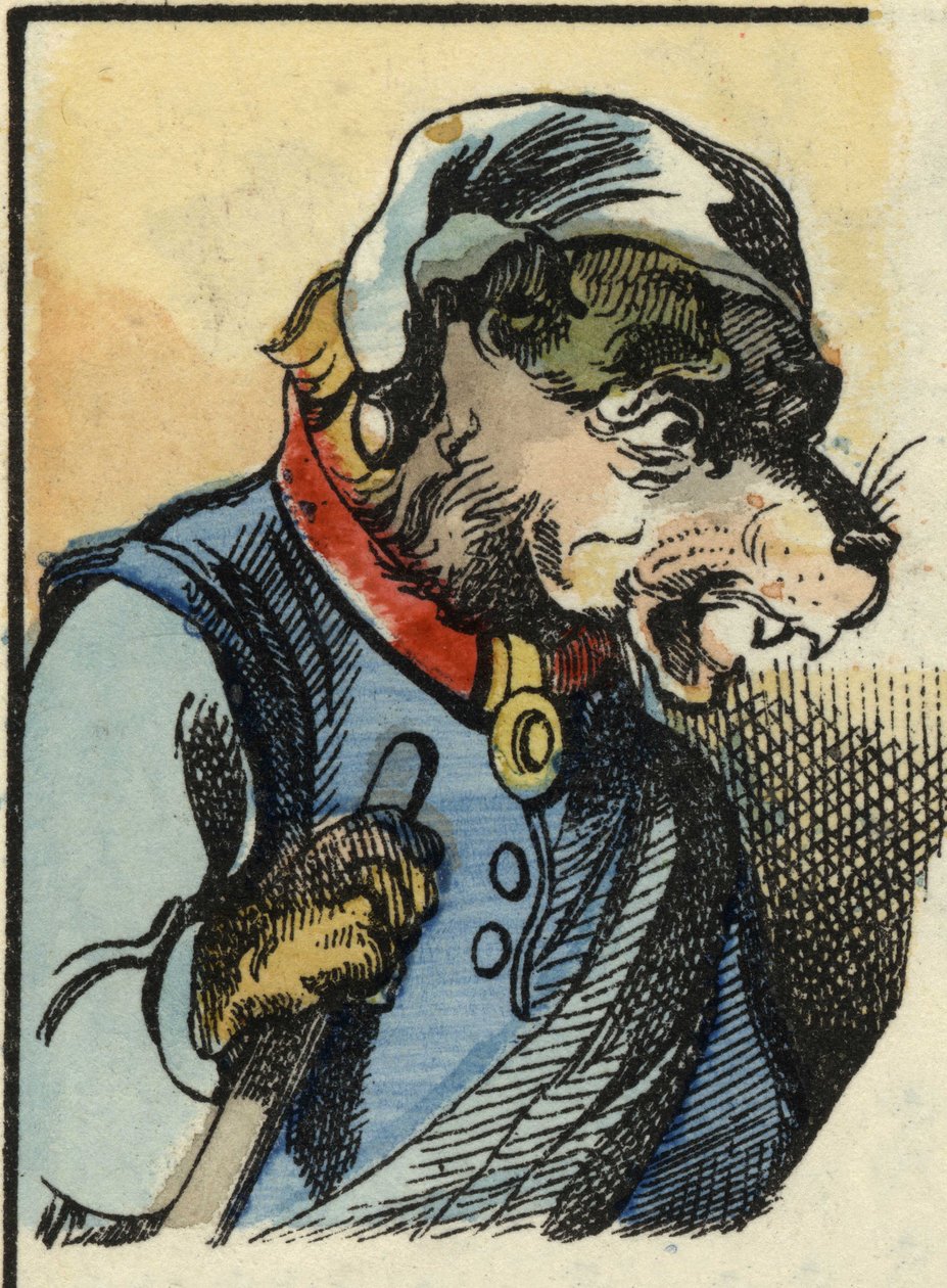 A Medor kutya. A „Bon medor és a kis Chevrette” című mese illusztrációja. A „” Mesék otthonról a kicsiknek” c. századi névtelen metszet. alkotó: Unknown artist
