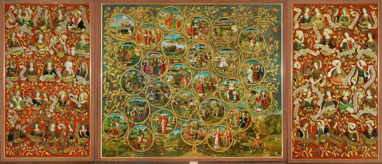 A Babenberg márgák és hercegek családfája, "Ostarrichi" első uralkodói " alkotó: Unknown Artist