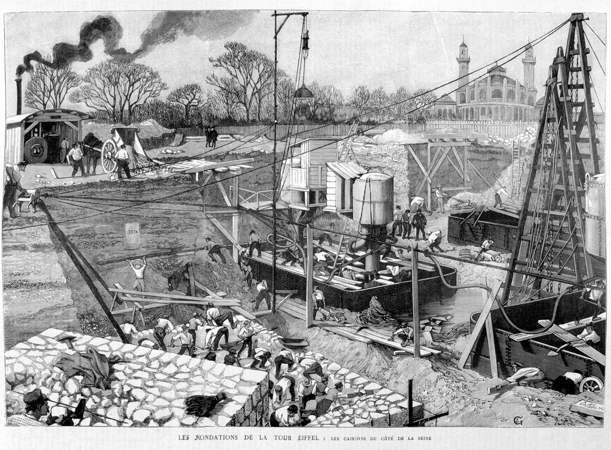 Az Eiffel-torony alapjai: a Szajna-parti keszonok - „” illusztrációban”” 1887.05.14. ¿ alkotó: Unknown artist
