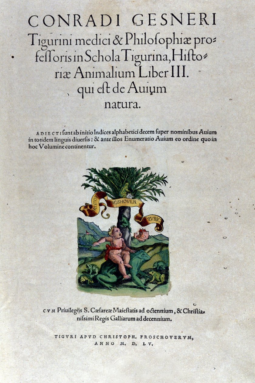 Conrad Gesner (1516 - 1565), Tiguri Historia Animalium harmadik kötetének előlapja alkotó: Unknown artist