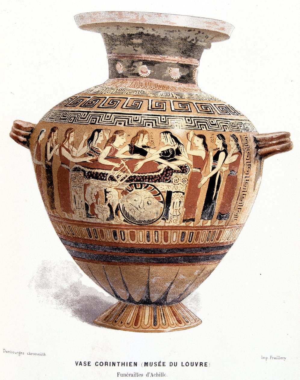 Akhilleusz temetése – a Louvre Múzeum korinthoszi váza, Victor Duruy „Histoire des Greeks” című könyvében alkotó: Unknown artist