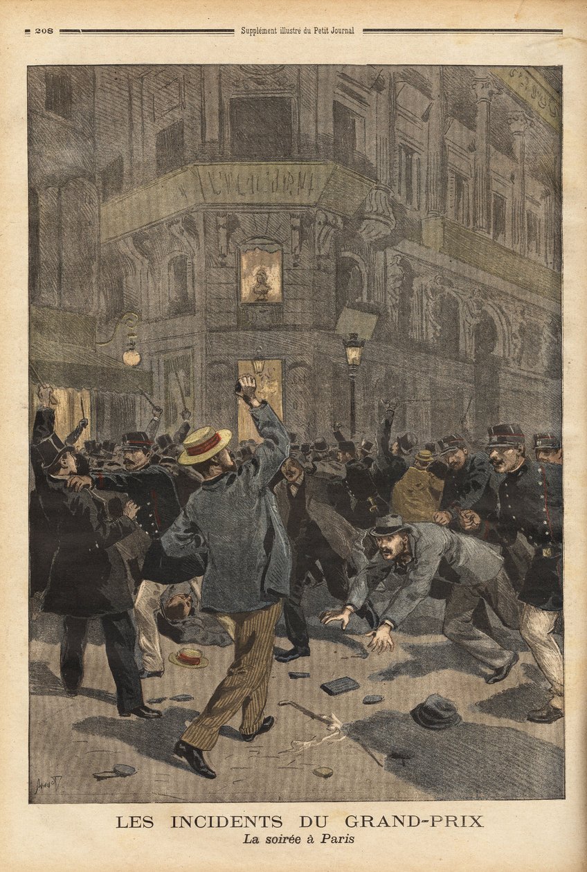 Az éjszakai párizsi utcákon folytatódott az általános harc, amely újra egyesítette azokat az anarchistákat, akik úgy gondolták, hogy Charles Dupuy (1851-1923) belügyminiszter szavai védik őket a törvényes és rendi erőkkel szemben. Ezek a bajok vezetnek köz alkotó: Unknown artist