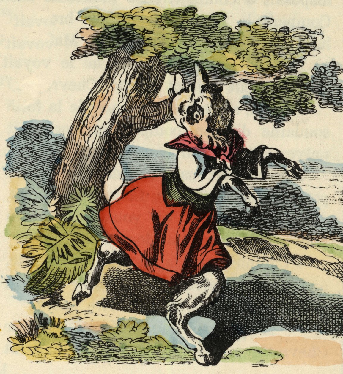 A kecske, Little Chevy. A „Bon medor és a kis Chevrette” című mese illusztrációja. A „” Mesék otthonról a kicsiknek” c. századi névtelen metszet. alkotó: Unknown artist