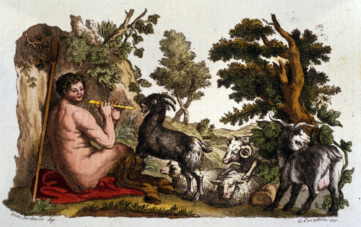Pán isten. Metszet a „” Dizionario mitologico””” 19. századból alkotó: Unknown artist