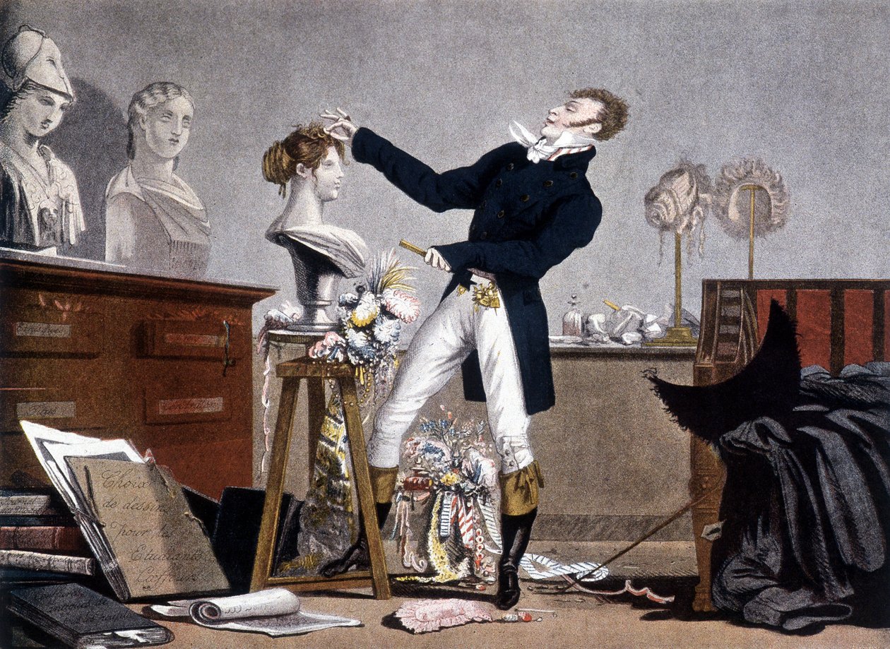 A fodrász - litográfia, deb. 19. század alkotó: Unknown artist