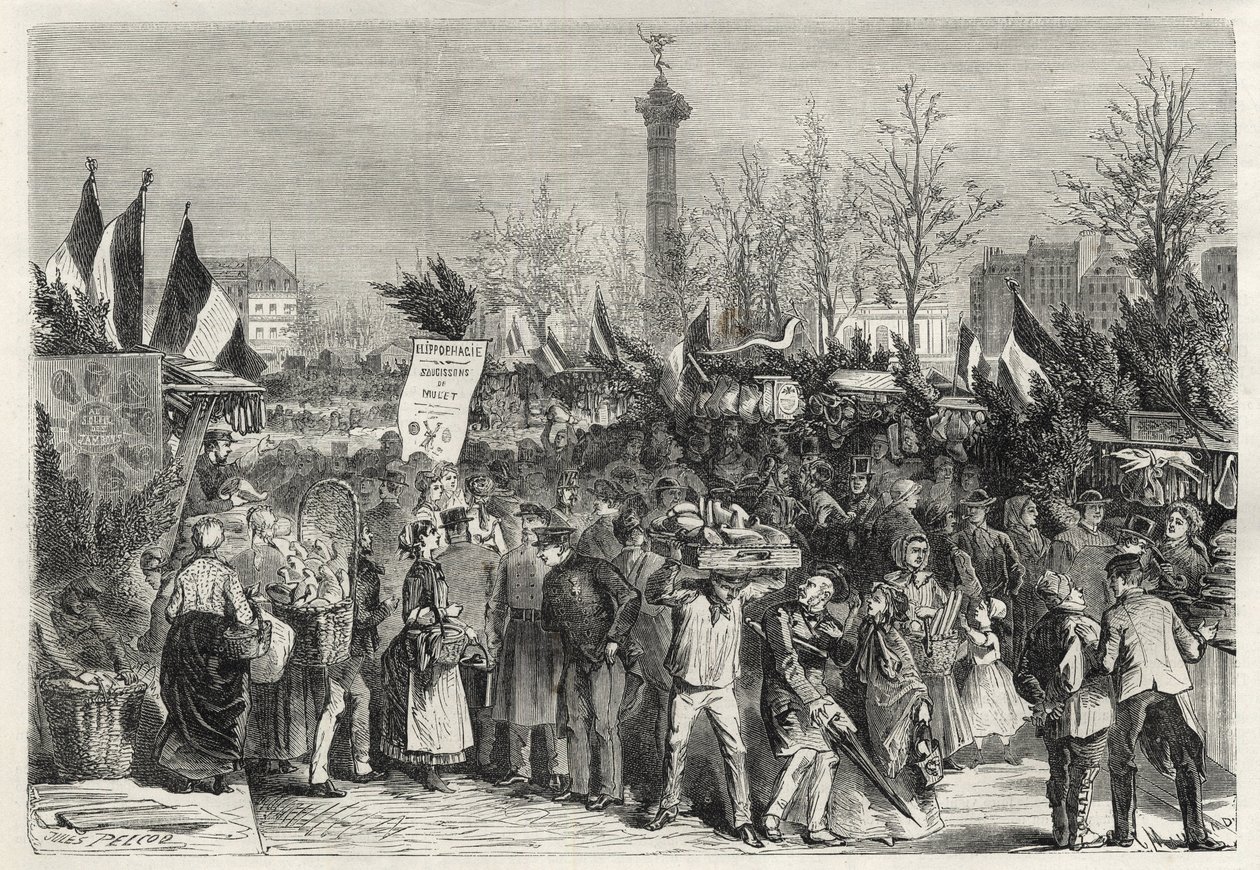 A párizsi Boulevard Bourdon sonkavásár (Place de la Bastille) - 1868 - alkotó: Unknown artist