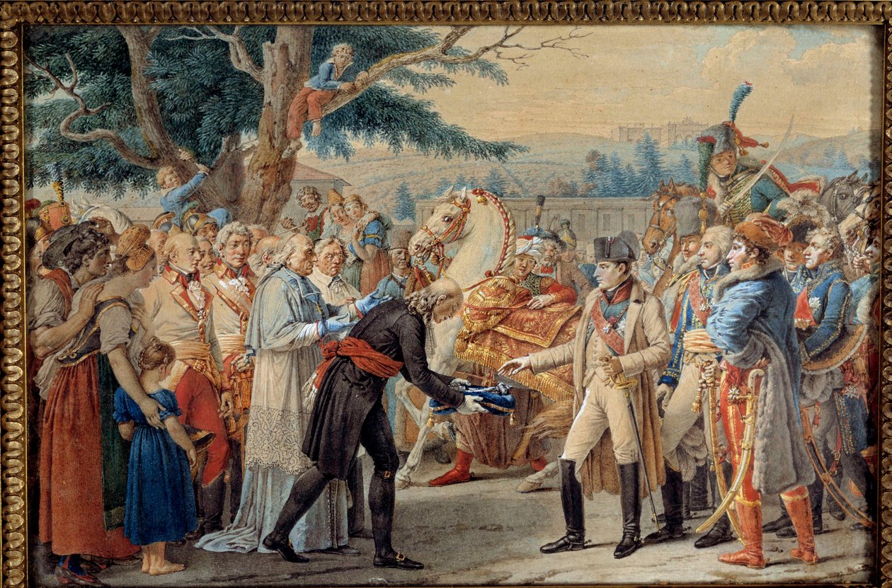 Bécs kulcsainak átadása I. Napóleonnak (1769-1821) A császár 1805.11.14-én II. Habsburg Ferenc dezertált visszatért az osztrák fővárosba. 19. századi kárpit. Ile D