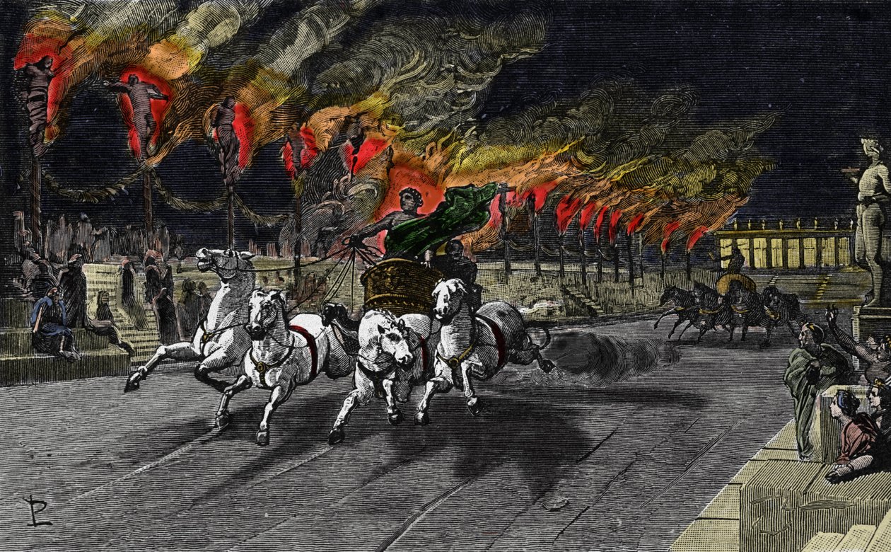 Neron (37-68) emberi fáklyája a cirkuszban. alkotó: Unknown artist