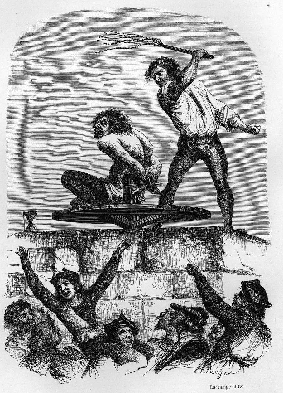 A púpos Quasimodo a Piloriban. Victor Hugo „Notre Dame de Paris” című regényének illusztrációja 1844-ből. alkotó: Unknown artist
