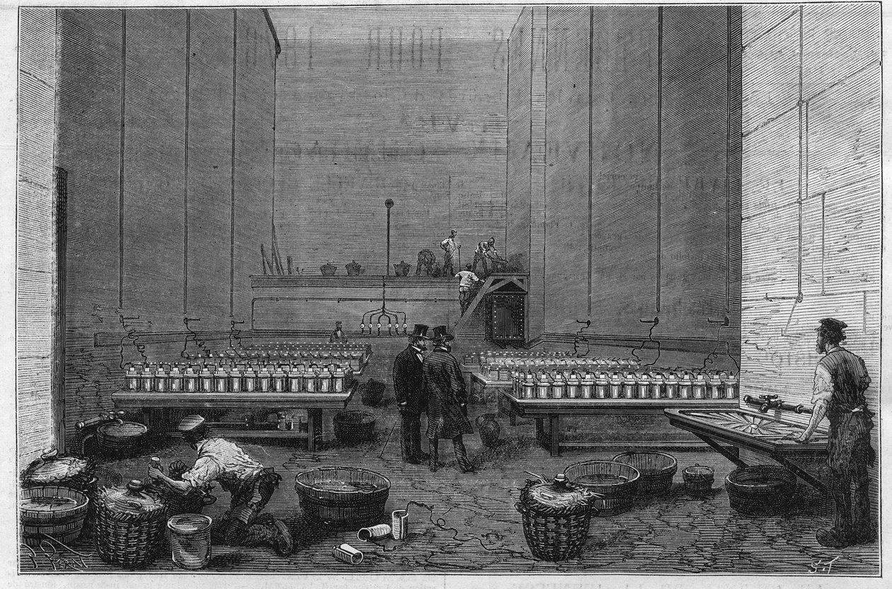Az Opera Garnier nagy elektromos helyisége vagy kétszáz Bunsen akkumulátor lehetővé teszi az elektromos nap sugarainak kivetítését alkotó: Unknown artist