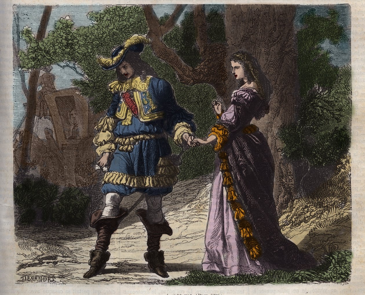 Marie Mancini (1639-1715) utolsó interjúja XIV Lajossal (1638-1715) az udvarból Brouage-ba való távozása előtt 1659. június 22-én, a száműzetésben, amelyet Mazarin bíboros szervezett, hogy távol tartsa őt a királytól - Az illusztráció a – Bra vikomtja alkotó: Unknown artist